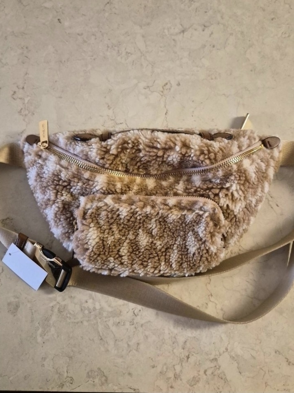 NWT Michael Kors Erin Medium Faux Fur / Shearling Waist or Crossbody Bag